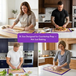 Non-Stick Silicone Baking Mat Set of 2 - Gluten-Free Labeled Reusable Baking Mats for Cookie Sheet - Non Slip & Food Safe - Perfect for Pastries, Macaroons, Bread & Oven Use