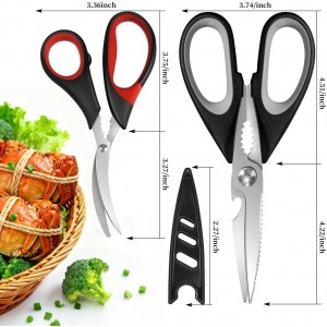 All Purpose Kitchen Shears with Protective Sheath, Heavy Duty 3 Pack Kitchen Scissors with Serrated Blade, Stainless Steel Cooking Scissors for Poultry, Food, Vegetables