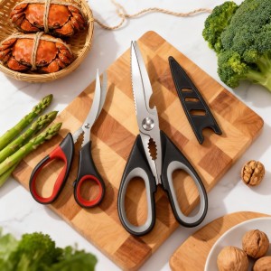 All Purpose Kitchen Shears with Protective Sheath, Heavy Duty 3 Pack Kitchen Scissors with Serrated Blade, Stainless Steel Cooking Scissors for Poultry, Food, Vegetables