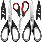 All Purpose Kitchen Shears with Protective Sheath, Heavy Duty 3 Pack Kitchen Scissors with Serrated Blade, Stainless Steel Cooking Scissors for Poultry, Food, Vegetables