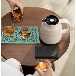 Cast Iron Trivets Metal Trivets with Rubber Feet for Hot Dishes Heat Resistant for Kitchen Cooktop and Dining Table Protection (Green Medium 2 Pack)