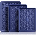 HONGBAKE Nonstick Baking Sheet Pan Set of 3, Cookie Sheets for Oven, Non-Toxic Half/Quarter/Jelly Roll Pans with Floral Swirl Texture, Heavy Duty 0.8mm Thick Oven Trays for Cooking, Blue