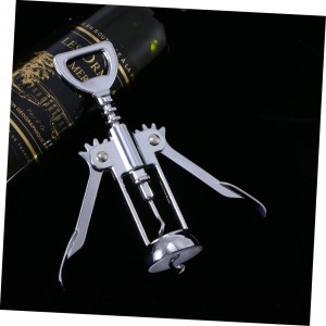 Silver Plated Alloy Winged Wine Bottle Opener Corkscrew Compact Design for Effortless Wine Bottle Opening Construction Practical and Glossy Finish