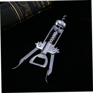 Silver Plated Alloy Winged Wine Bottle Opener Corkscrew Compact Design for Effortless Wine Bottle Opening Construction Practical and Glossy Finish