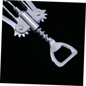 Silver Plated Alloy Winged Wine Bottle Opener Corkscrew Compact Design for Effortless Wine Bottle Opening Construction Practical and Glossy Finish