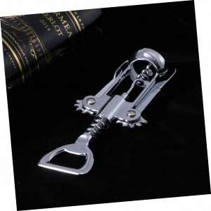 Silver Plated Alloy Winged Wine Bottle Opener Corkscrew Compact Design for Effortless Wine Bottle Opening Construction Practical and Glossy Finish