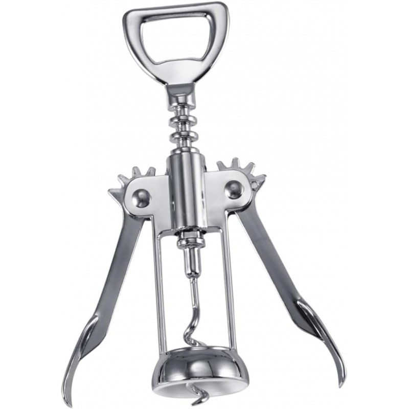 Silver Plated Alloy Winged Wine Bottle Opener Corkscrew Compact Design for Effortless Wine Bottle Opening Construction Practical and Glossy Finish