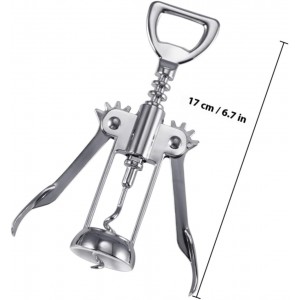 Silver Plated Wing Corkscrew Wine Bottle Opener Alloy Manual Cork Remover for Home Bar and Restaurant Use