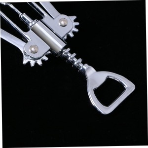Silver Plated Wing Corkscrew Wine Bottle Opener Alloy Manual Cork Remover for Home Bar and Restaurant Use