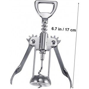 Silver Plated Wing Corkscrew Wine Bottle Opener Alloy Manual Cork Remover for Home Bar and Restaurant Use