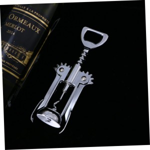 Silver Plated Wing Corkscrew Wine Bottle Opener Alloy Manual Cork Remover for Home Bar and Restaurant Use