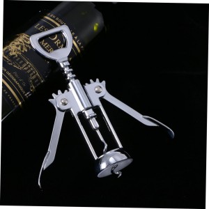 Silver Plated Wing Corkscrew Wine Bottle Opener Alloy Manual Cork Remover for Home Bar and Restaurant Use