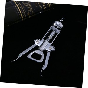 Silver Plated Wing Corkscrew Wine Bottle Opener Alloy Manual Cork Remover for Home Bar and Restaurant Use