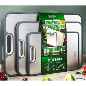 Titanium Cutting Board Set of 3, Dual Si...