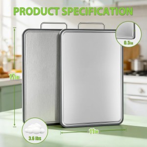 Stainless Steel Cutting Board (17x11"), Large Heavy Duty Double Sided 316 Metal Chopping Board for Kitchen, Food Grade, Deep Juice Grooves, Non-Toxic, Dishwasher Safe for Meat & Veggies