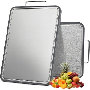 Stainless Steel Cutting Board (17x11"), Large Heavy Duty Double Sided 316 Metal Chopping Board for Kitchen, Food Grade, Deep Juice Grooves, Non-Toxic, Dishwasher Safe for Meat & Veggies
