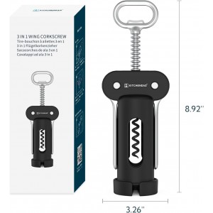 KITCHENDAO 3 in 1 Wing Corkscrew and Detachable Wine Aerator