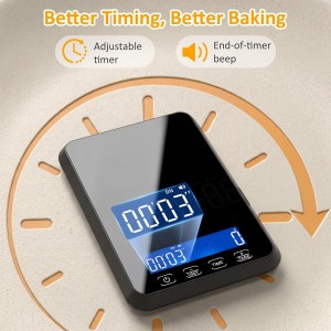 Food Scale with Timer, Max 33 lb / 0.1 oz Accuracy Kitchen Scale for Sourdough Bread, Built-in 7 Units, Timing & Tare Function, Rechargeable Digital Kitchen Scale for Food, Baking, Cooking