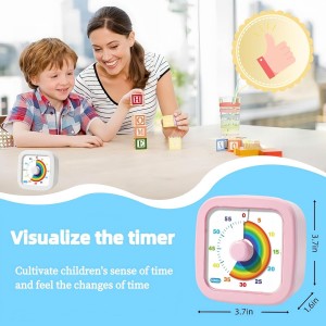 60-Minute Visual Timer, Countdown Timer for Kids and Adults, Kitchen timers for Cooking, Silent Classroom Timer for Home School Work (Pink)
