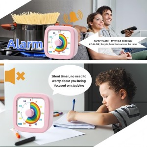 60-Minute Visual Timer, Countdown Timer for Kids and Adults, Kitchen timers for Cooking, Silent Classroom Timer for Home School Work (Pink)