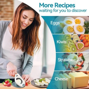 Stainless Steel Wire Egg Slicer, Hard Boiled Egg Cutter, Strawberry Dicer, Multi-Purpose Kitchen Tool (F, One Size)