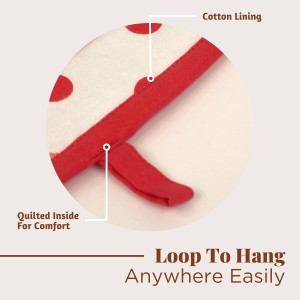 Folkulture Pot Holders for Kitchen | Pack of 2 (8x8) Ribbed Soft Silicone Hot Pads | 100% Cotton Red Cute Oven Pot Holders Set | Heat Resistant, Non Slip | Cooking Gifts, Polka Dot