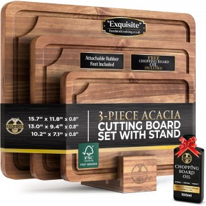 Pre-Oiled, Non Toxic 3-Piece Acacia Cutt...