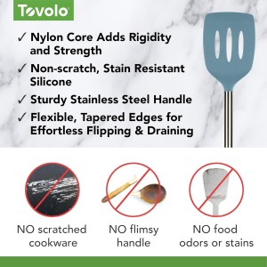 Tovolo Slotted Silicone Spatula Turner Slotted Stainless Steel Handle 10