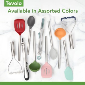 Tovolo Slotted Silicone Spatula Turner Slotted Stainless Steel Handle 10
