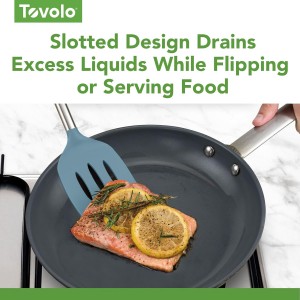 Tovolo Slotted Silicone Spatula Turner Slotted Stainless Steel Handle 10