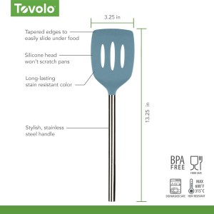 Tovolo Slotted Silicone Spatula Turner Slotted Stainless Steel Handle 10