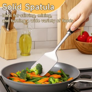 4 Pcs Stainless Steel Kitchen Utensils, Cooking Utensils Set, Includes Solid Spatula, Slotted Spatula, Cooking Spoon, Slotted Spoon, Suitable for various cooking needs
