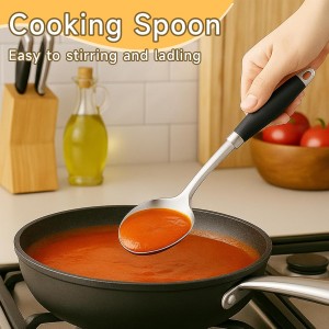 4 Pcs Stainless Steel Kitchen Utensils, Cooking Utensils Set, Includes Solid Spatula, Slotted Spatula, Cooking Spoon, Slotted Spoon, Suitable for various cooking needs