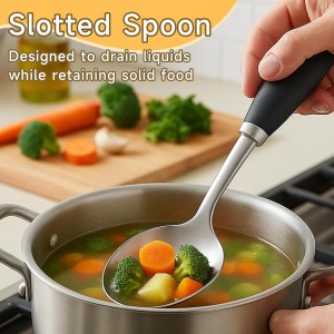 4 Pcs Stainless Steel Kitchen Utensils, Cooking Utensils Set, Includes Solid Spatula, Slotted Spatula, Cooking Spoon, Slotted Spoon, Suitable for various cooking needs