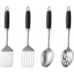 4 Pcs Stainless Steel Kitchen Utensils, Cooking Utensils Set, Includes Solid Spatula, Slotted Spatula, Cooking Spoon, Slotted Spoon, Suitable for various cooking needs