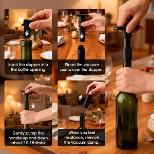 12-Pack Wine Vacuum Stoppers, Reusable Silicone Wine Saver Preserver, Air Seal to Keep Wine Fresh, Universal Black Bottle Sealer Set for Red & White Wine
