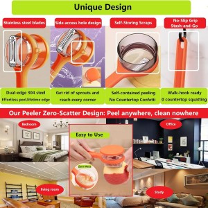 2Pcs Vegetable peelers for kitchen, Potato Peeler, Fruit Carrot Veggie Peelers Built-in peel catcher, Peeler with Ergonomic Non-Slip Handle,Dishwasher safe for home, office and camping(Green&Orange)