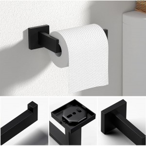 5 Piece Bathroom Towel Bar Set - SUS304 Stainless Steel Bath Towel Holder, 15.7 Inch Towel Racks for Bathroom Wall Mounted, Bathroom Hardware Accessories Set - Matte Black