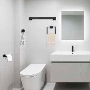 5 Piece Bathroom Towel Bar Set - SUS304 Stainless Steel Bath Towel Holder, 15.7 Inch Towel Racks for Bathroom Wall Mounted, Bathroom Hardware Accessories Set - Matte Black