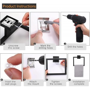 5 Piece Bathroom Towel Bar Set - SUS304 Stainless Steel Bath Towel Holder, 15.7 Inch Towel Racks for Bathroom Wall Mounted, Bathroom Hardware Accessories Set - Matte Black