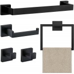 5 Piece Bathroom Towel Bar Set - SUS304 Stainless Steel Bath Towel Holder, 15.7 Inch Towel Racks for Bathroom Wall Mounted, Bathroom Hardware Accessories Set - Matte Black