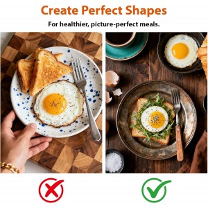 5pcs Egg Rings For Frying Eggs, Stainless Steel Crumpet Ring Mold Griddle Pancake Shapers with Silicone Handle,Includes Bonus Oil Brush and Egg Separator(4.72