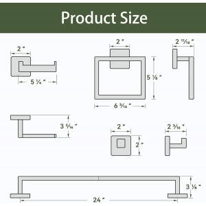 10-Pieces Matte Black Bathroom Accessories Set, 24 Inch Bathroom Hardware Set, SUS304 Stainless Steel Bath Towel Bar Set, Towel Racks for Bathroom Wall Mounted