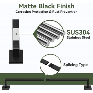 10-Pieces Matte Black Bathroom Accessories Set, 24 Inch Bathroom Hardware Set, SUS304 Stainless Steel Bath Towel Bar Set, Towel Racks for Bathroom Wall Mounted