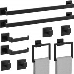 10-Pieces Matte Black Bathroom Accessories Set, 24 Inch Bathroom Hardware Set, SUS304 Stainless Steel Bath Towel Bar Set, Towel Racks for Bathroom Wall Mounted