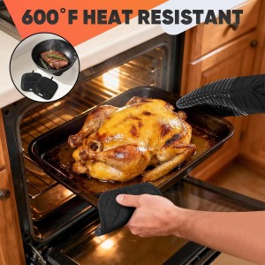 Oven Mitts Kitchen Towels and Dishcloths with Pot Holders Sets, Oven Gloves Hot Pads 500°F Heat Resistant with Silicone Grip, Include 2 Cooking Gloves/2 Potholders/4 Kitchen Towels/4 Dish Towels