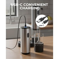 Electric Salt and Pepper Grinder Set, USB Rechargeable Salt and Pepper Shaker with LED Light, Stainless Steel Adjustable Automatic Pepper Mill for Kitchen, Dining