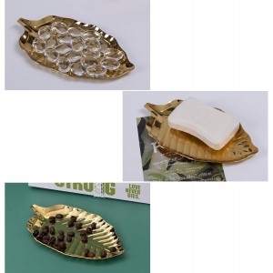 1 Pack Gold Spoon Rest, 304 Stainless Steel Leaf Spoon Holder Utensil Rack Jewelry Tray, Coffee Dessert Storage for Kitchen Counter/Stove Top