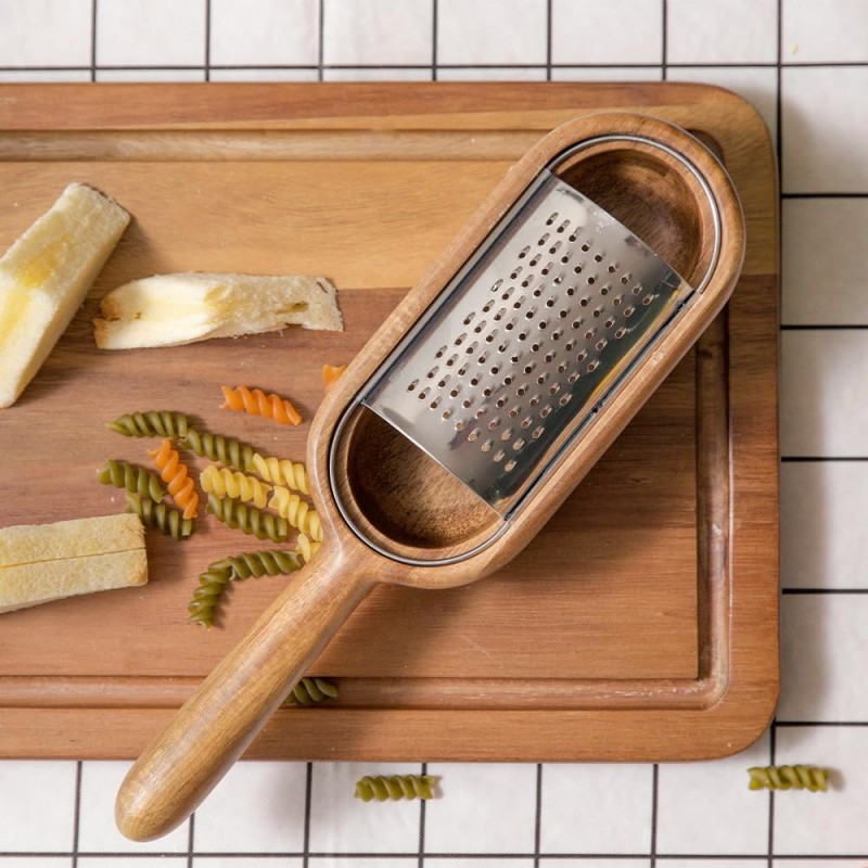 Wooden Cheese Grater with Handles - Kitchen Grater Wooden Shredder, Citrus Zester, Perfect for Hand Held Cheese Grater, Lemon and Chocolate, Cheese Tool