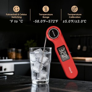 Rechargeable 0.5 Sec Reading Instant Read Meat Thermometer for Cooking, Digital Food Thermometer with High Precision Sensor, 1.42
